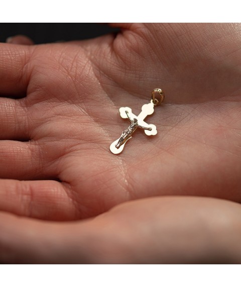 Cross "Crucifixion. Save and Preserve" in yellow gold p03784 Onyx