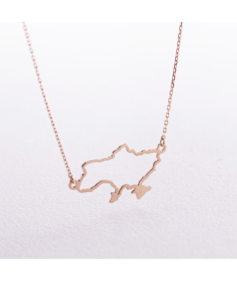 Necklace "Map of Ukraine" in yellow gold 4034zh Onyx 45
