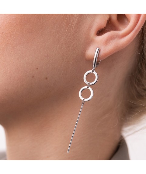 Asymmetrical silver earrings 4982 Onyx