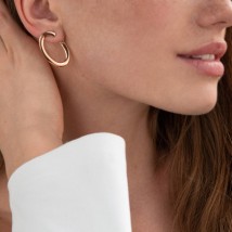 Gold earrings "Freya" (oval) s07401 Onyx