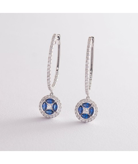 Gold earrings with sapphires and diamonds e00903mi Onyx