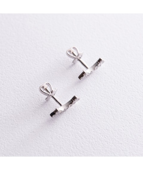 Silver earrings - studs "Smile" with cubic zirconia 902-01085 Onyx
