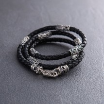 Leather cord with silver clasp 535 Onyx 70
