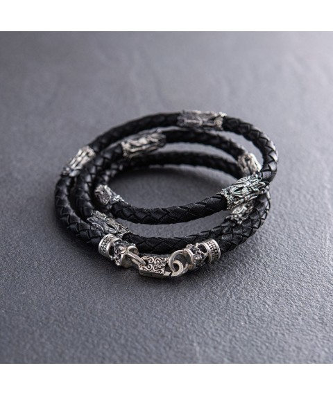 Leather cord with silver clasp 535 Onix 55