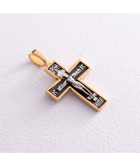 Silver cross with gold plated 132460 Onyx