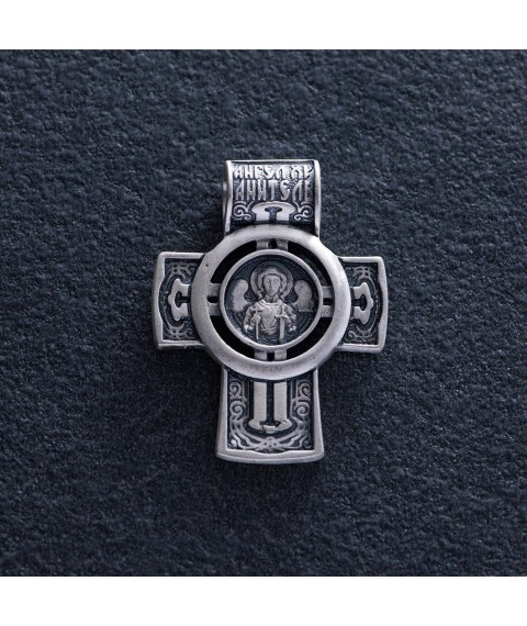 Срібний православний хрест "Господь Вседержитель. Ангел Хранитель. Спаси та Збережи" 133233 Онікс
