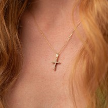 Gold cross with white and black cubic zirconia p03157 Onyx