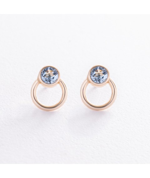 Earrings - studs "April" with topaz (yellow gold) s08225 Onyx