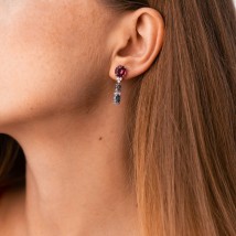 Gold earrings - studs (diamonds, rhodolites, tsavorites, demantoids) sb0569nl Onyx