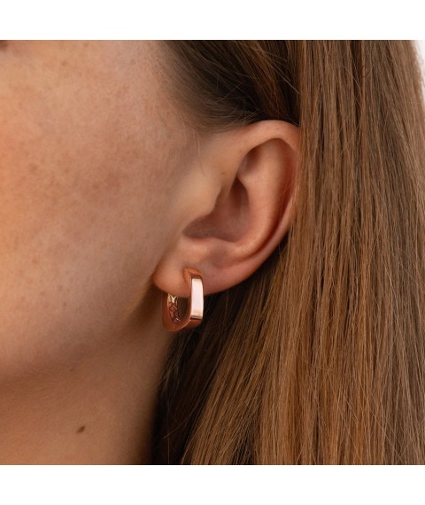 Earrings - rings "Nora" in red gold s09014 Onyx
