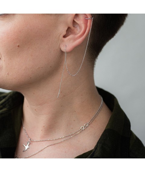 Silver earring - cuff "Freedom" 122739 Onyx