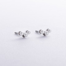 Срібні сережки - пусети "Джейн" з перлами mini 7126 Онікс
