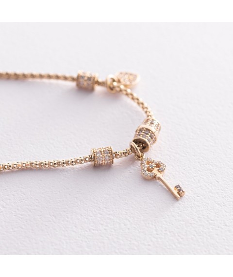 Gold bracelet with cubic zirconia b04013 Onix 18
