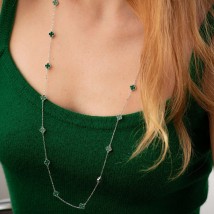 Necklace "Clover" with malachite mini (white gold) count02426 Onix 85