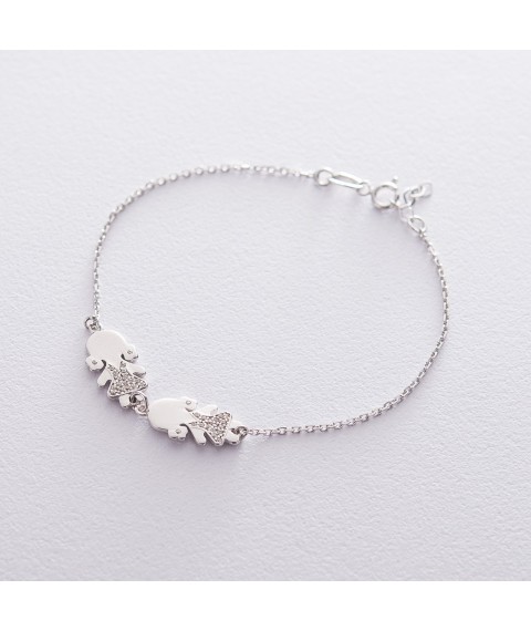 Gold bracelet "Two girls" with cubic zirconia b04111 Onix 19.5