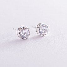 Silver stud earrings with cubic zirconia 12730 Onyx
