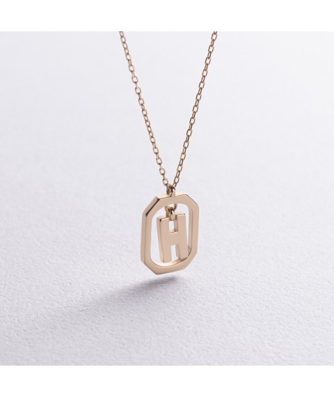 Necklace with the letter "N" in yellow gold coll02463н Onix 45