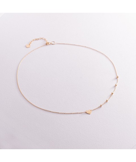 Necklace "Heart" in yellow gold kol02091 Onix 45