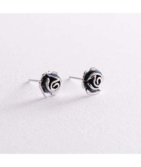 Срібні сережки - пусети "Троянди" 121953 Онікс