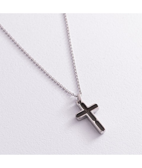 Men's necklace "Cross" made of silver ZANCAN EXC487-60 Onyx