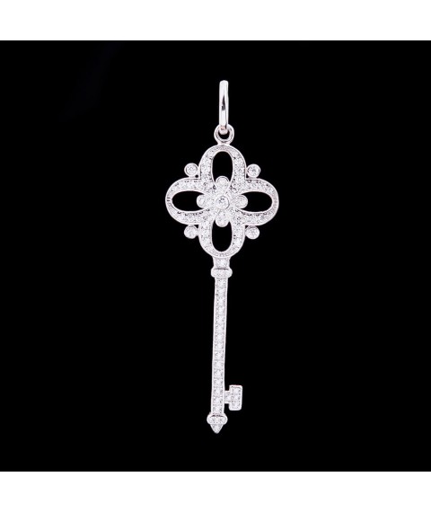 Silver pendant "Clover" with cubic zirconia 132229 Onyx