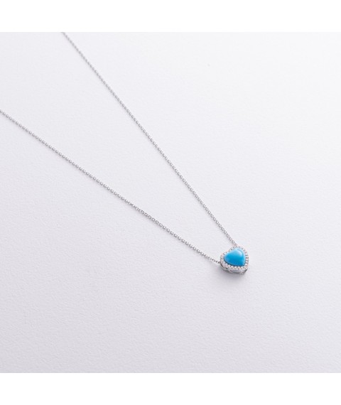 Золотое колье "Сердечко" (бирюза, бриллианты) колб0154sm Онікс  45