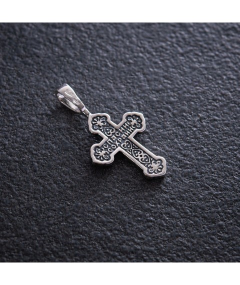 Silver Orthodox cross 132704 Onyx