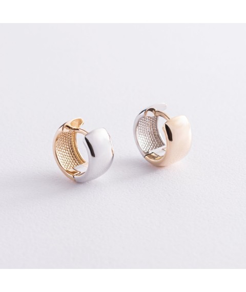 Earrings - rings made of yellow and white gold s07524 Onyx