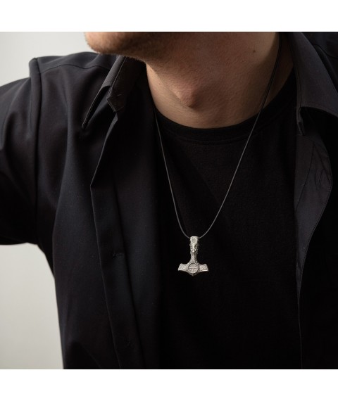 Silver pendant - hammer "Helmet of Horror with skull" 7043 Onyx