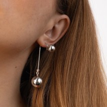 Silver earrings "Balls" 121874 Onyx