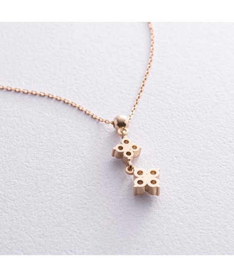 Gold necklace "Clover" with diamonds 723013121 Onyx 45