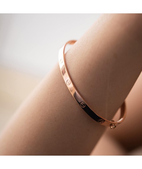 Rigid bracelet "Love" made of red gold b05177 Onyx
