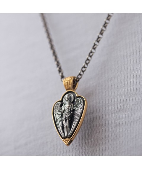 Silver pendant "Angel" with gold plated 131559 Onyx