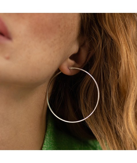 Earrings - rings in white gold (5.4 cm) s08599 Onyx
