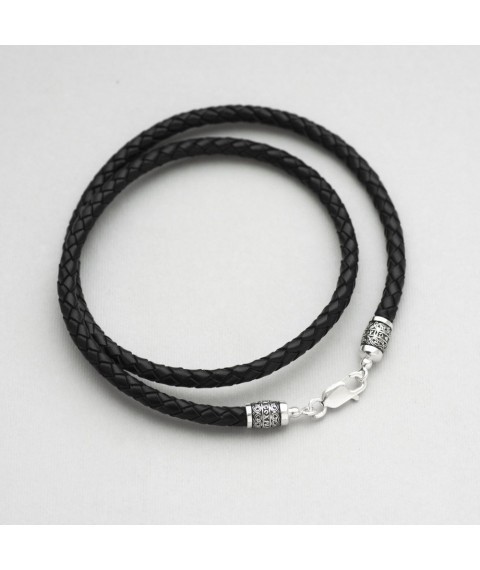 Leather cord with silver clasp “Save and Preserve” (5 mm) 18712 Onix 60