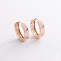 Earrings - rings "Love" in red gold s08180 Onyx