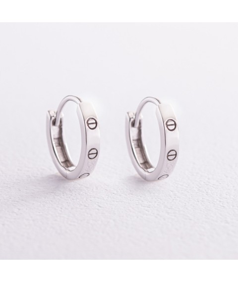 Earrings - rings "Love" in white gold s08006 Onyx