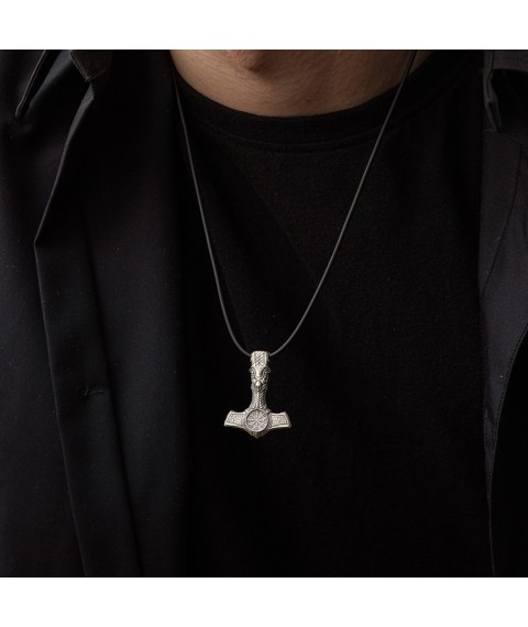Silver pendant - hammer "Helmet of Horror with skull" 7043 Onyx