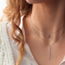 Двойное колье "Хлоя" с шариком в белом золоте кол01894 Онікс  40