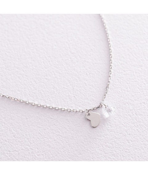 Necklace "Hearts" in white gold (cubic zirconia) kol01826 Onix 50