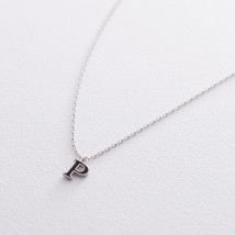 Серебряное колье с буквой Р 18972ч Онікс  45