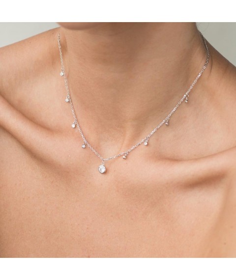 Silver necklace with cubic zirconia 18653 Onix 47
