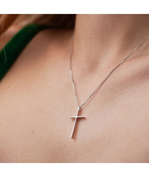 Necklace "Cross" in white gold kol01707 Onix 45