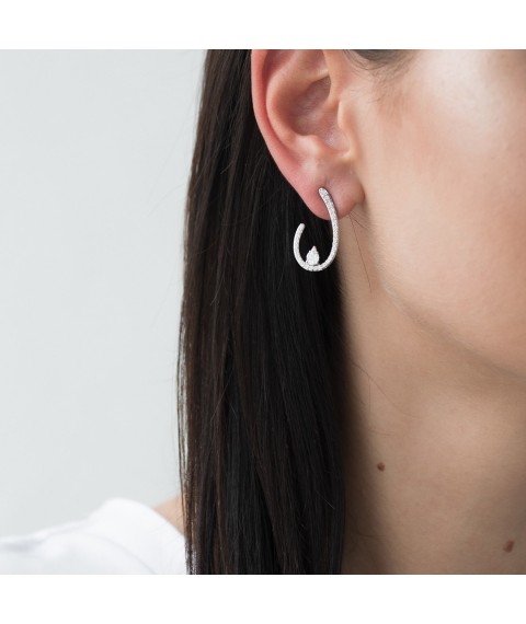 Gold earrings - studs with diamonds sb0315di Onyx