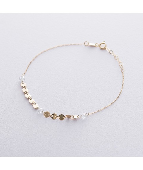 Gold bracelet Coins with cubic zirconia b04291 Onix 17
