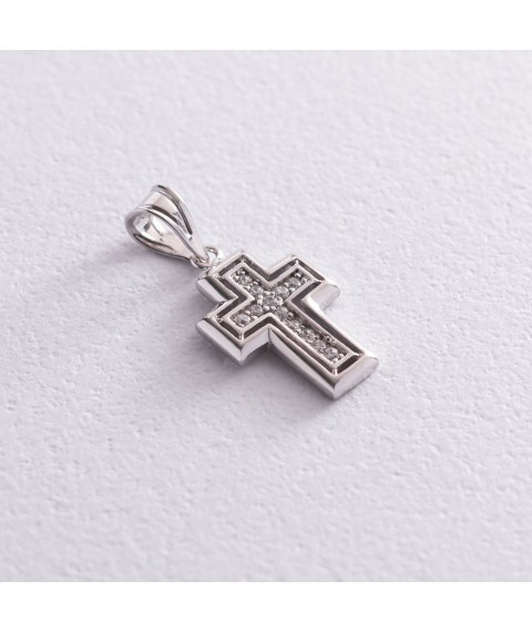 Silberkreuz mit Zirkonia (Rhodium) 132012 Onyx
