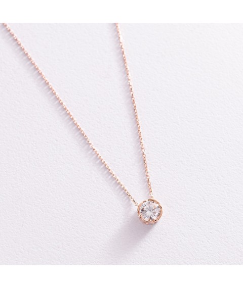 Gold necklace with one cubic zirconia col01190 Onix 45