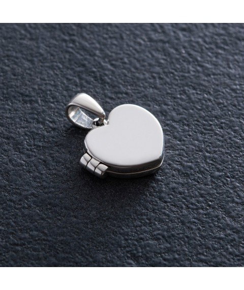 Silver pendant "Heart. Till death do us part - until death do us part" for photography 7352 Onyx