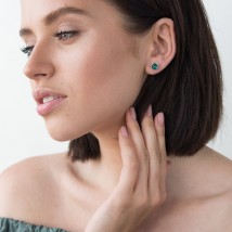 Silver stud earrings (synthetic tourmaline) 122169 Onyx