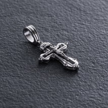 Silver cross "Crucifixion. Save and Preserve" (enamel, cubic zirconium) 1022 Onyx